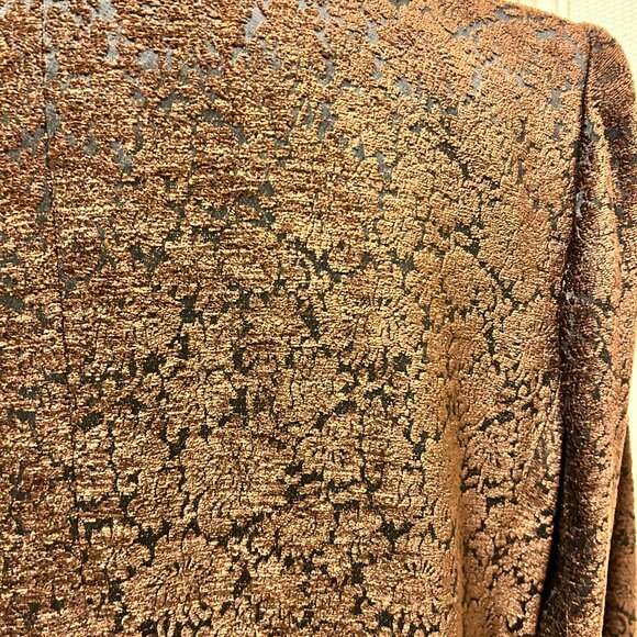 Vintage Velvet Jacquard Brocade Jacket 18W – Brown Black Damask Evening Coat - Picture 10 of 14